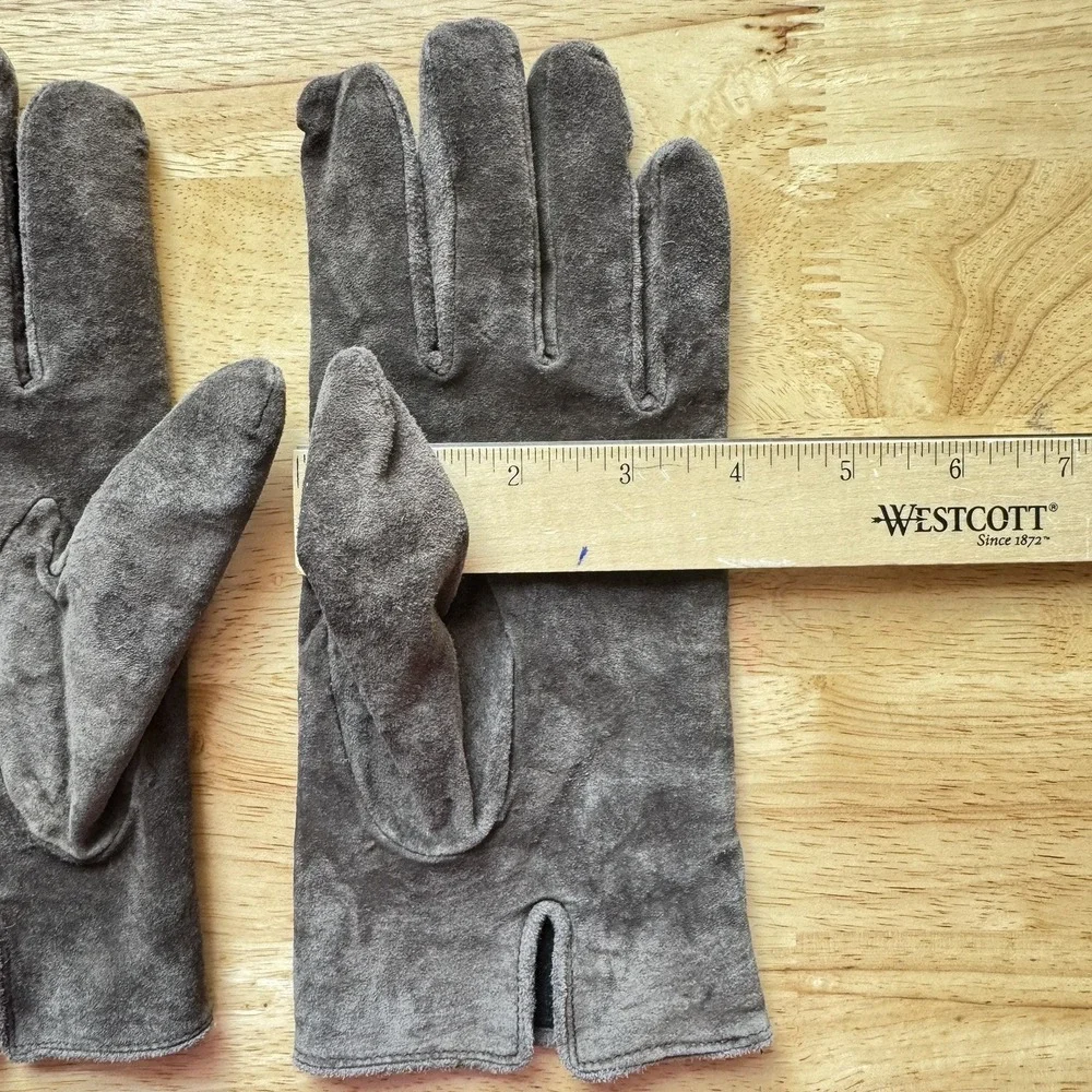 Vintage Aris Isotoner Thinsulate Suede Leather Gloves, Fleece Lined Brown, Large
